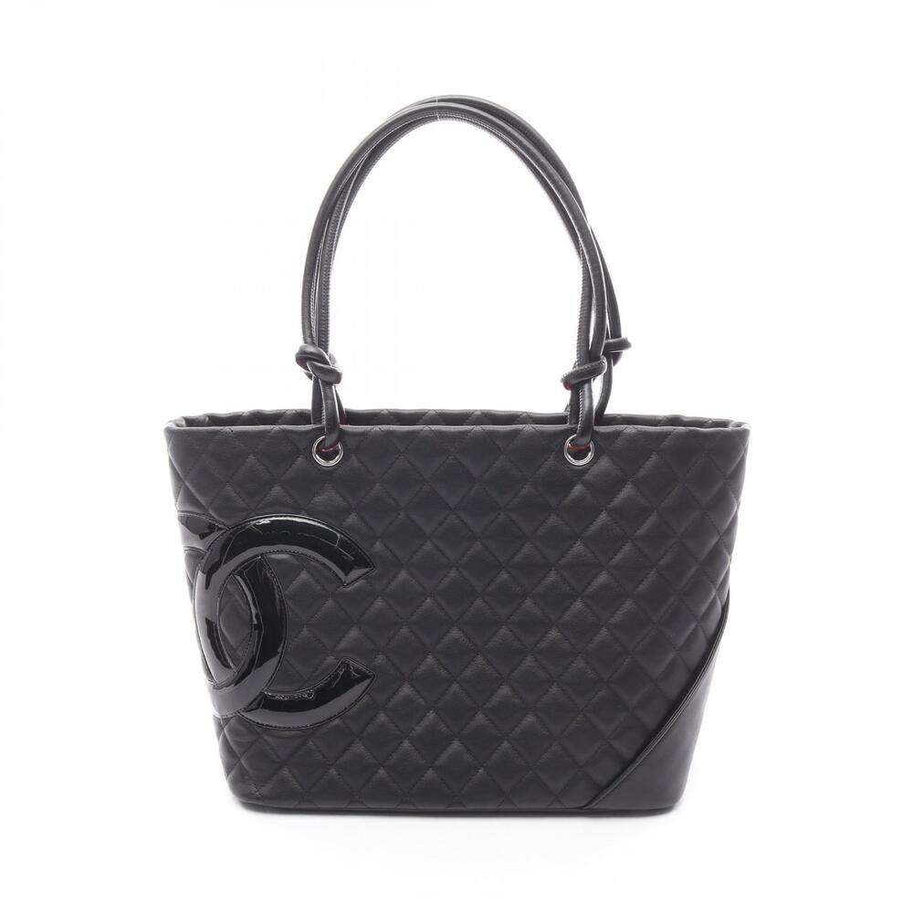 Chanel Cambon Tote Bag Lambskin Sheepskin Black